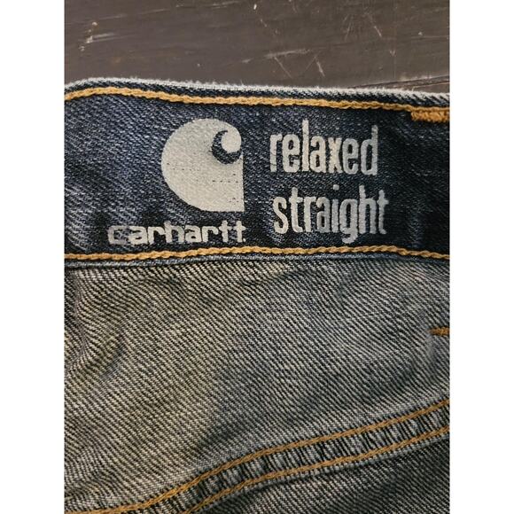 Carhartt Relaxed Fit Straight Leg Jeans Men’s 32x32 Blue Denim Work Pants 3920 - Picture 4 of 5